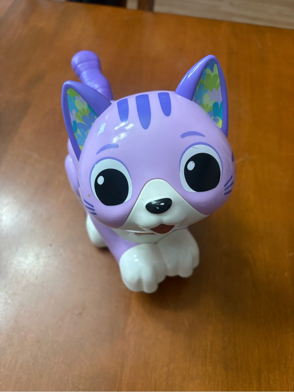 Lilac Cat Figurine Toy with White Accents